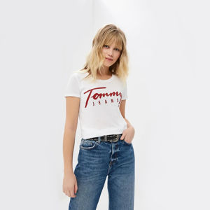 Tommy Jeans dámské bílé tričko Script - XL (100)